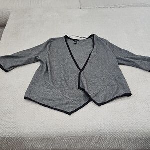 Alfani Gray and Black Cardigan with Open Front and Three-Quarter Sleeves